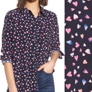 RAILS Heart Silk Corazon Navy Button Up